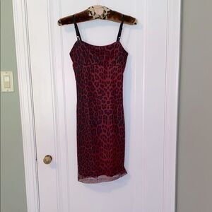 Leopard Print Red Dress
